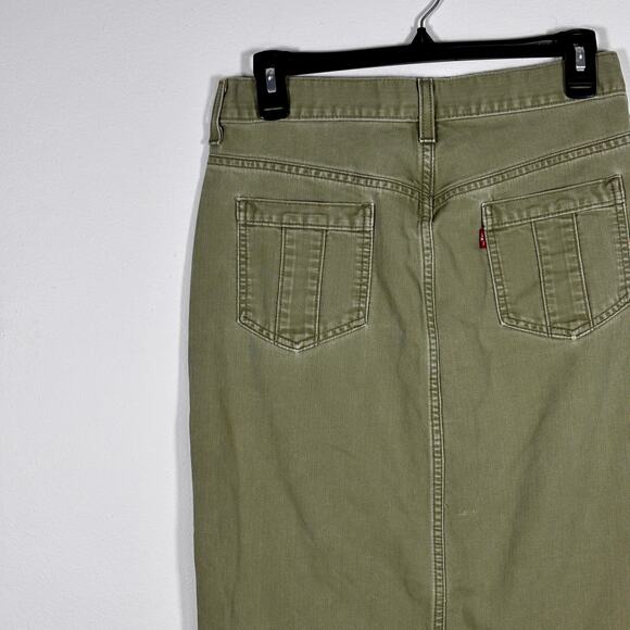Levi's Surplus Olive Green Maxi Pencil Skirt Women's Size 2 Grunge Skater AS IS - Picture 13 of 16